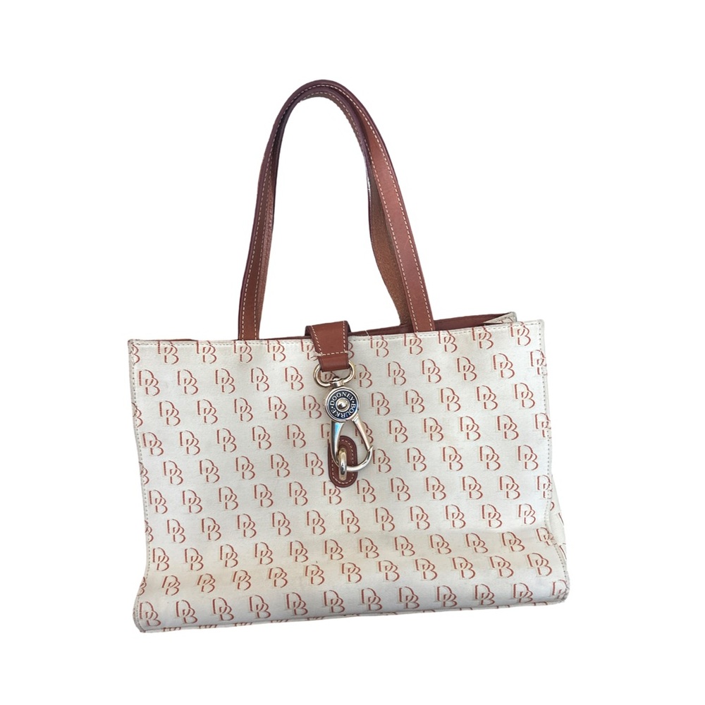 Dooney & Bourke Cream and Brown Monogram Tote